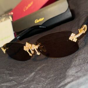 Cartier Chrome Hearts Black Sunglasses with Gold Detailing